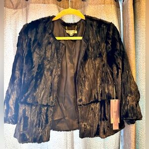 NWT. Black faux fur crop jacket.